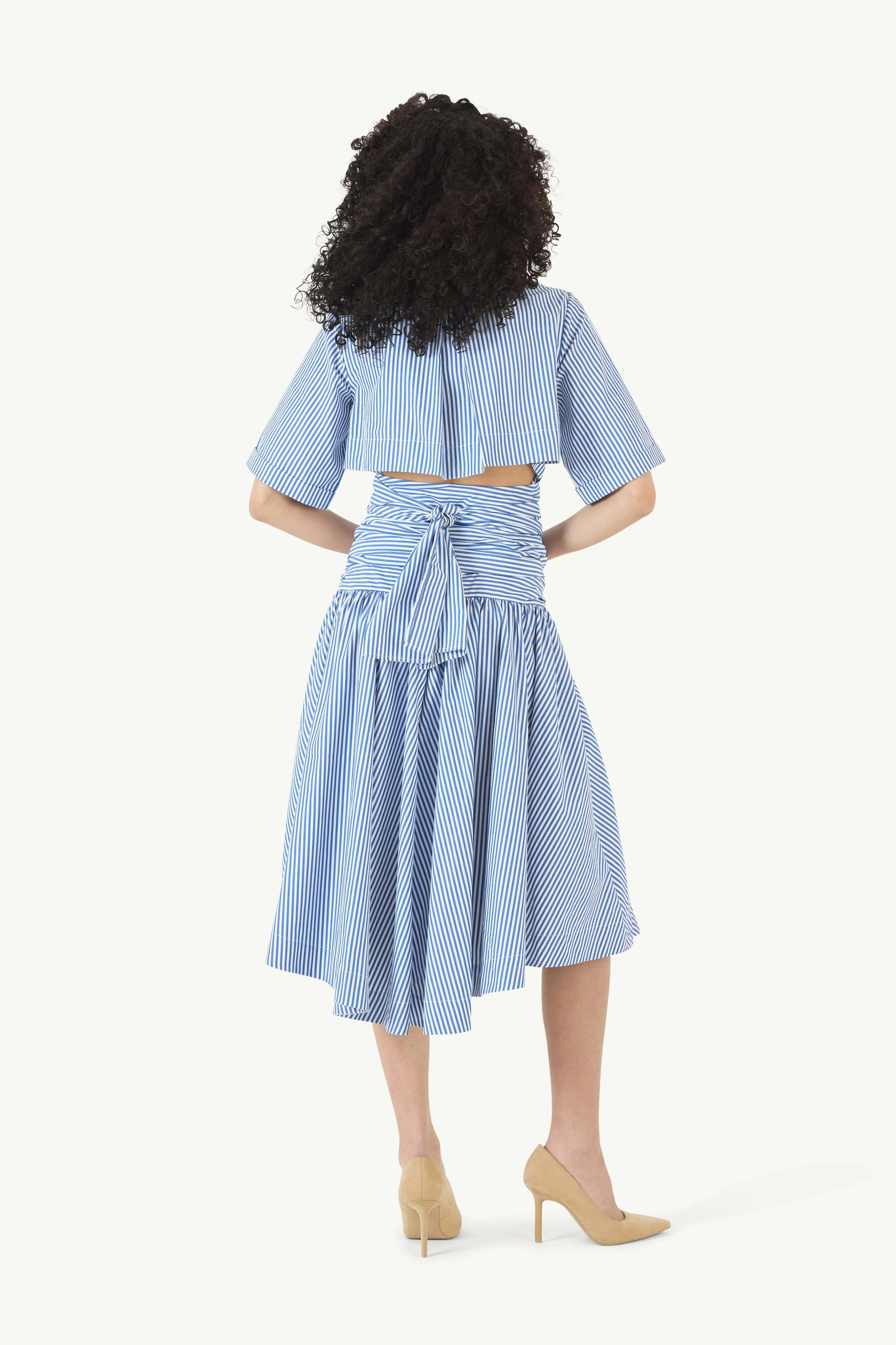 Tie Shirt Dress- Blue Stripe