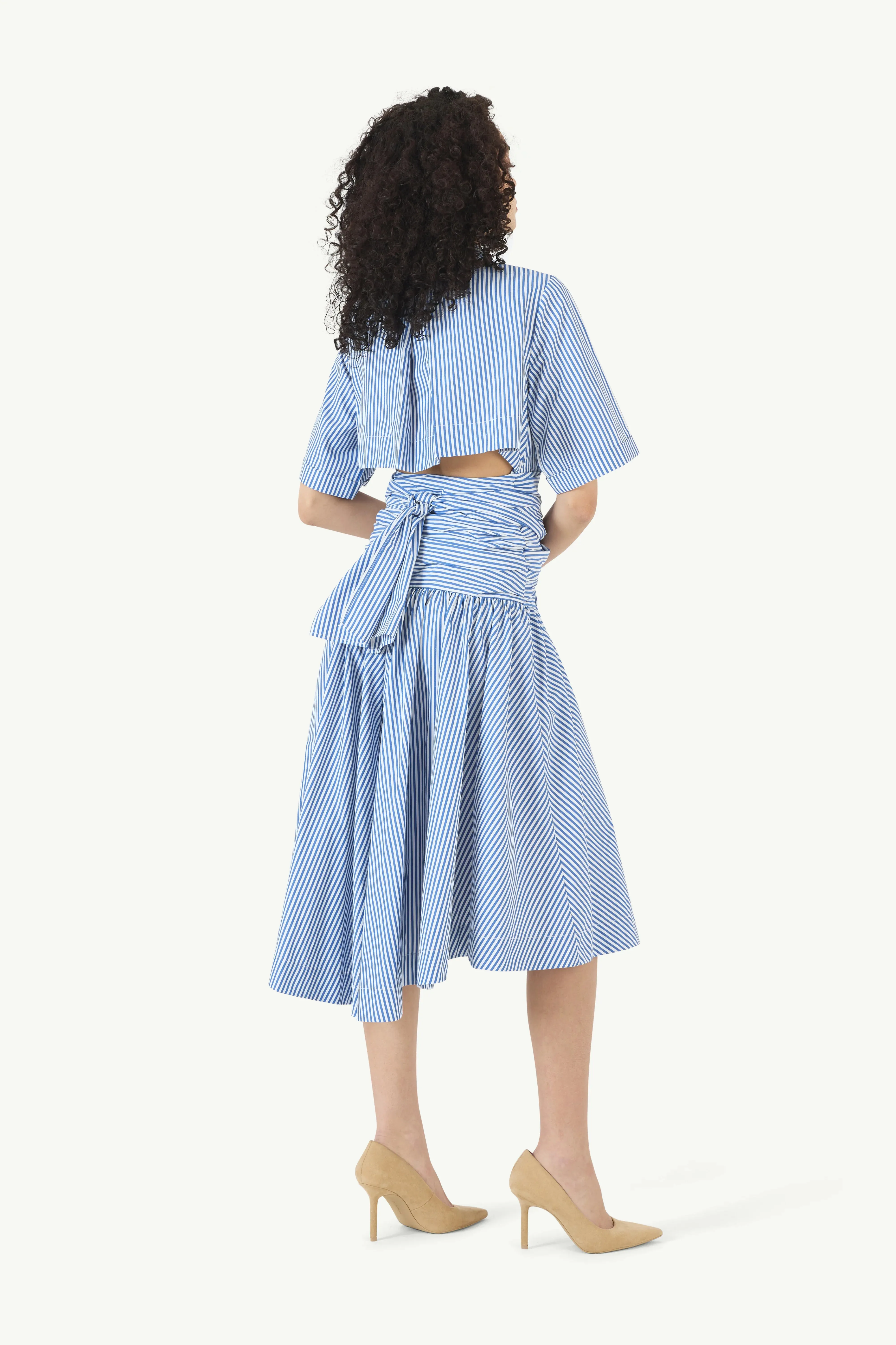 Tie Shirt Dress- Blue Stripe