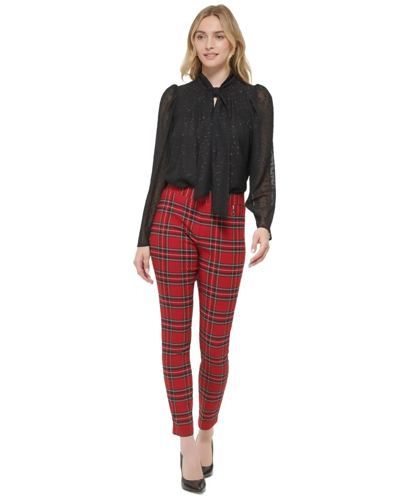 Tommy Hilfiger Women's Plaid Pull-On Mid-Rise Pants H29PT92F