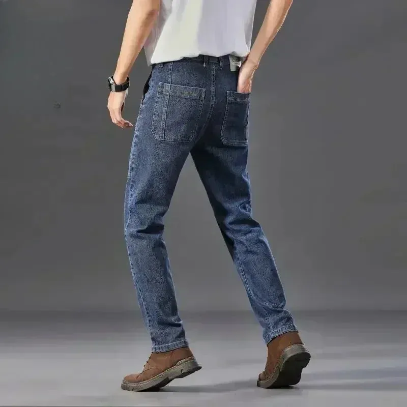 TrendMarke Herren Slim-Fit Cargo Jeans mit Sechs Taschen