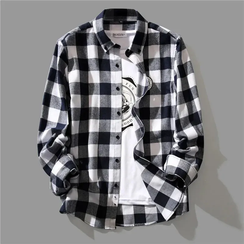 TrendWave Black-White Plaid Herren Hemd