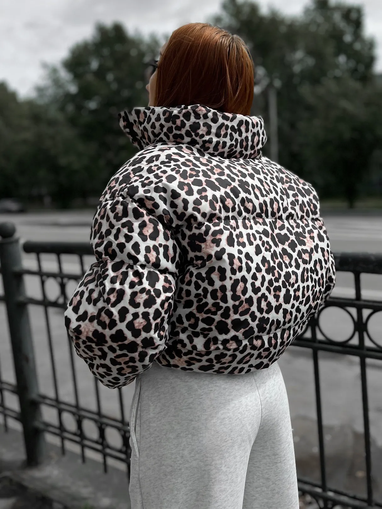 Trendy Women's Leopard Print Loose Short Puffer Coat