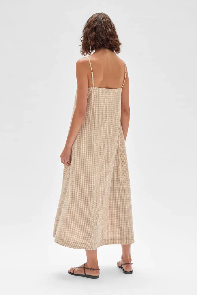 Tully Dress - Biscuit Seersucker Gingham