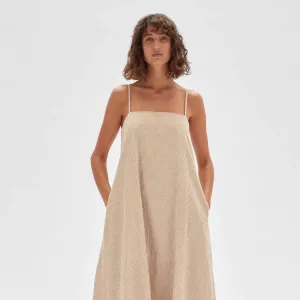 Tully Dress - Biscuit Seersucker Gingham