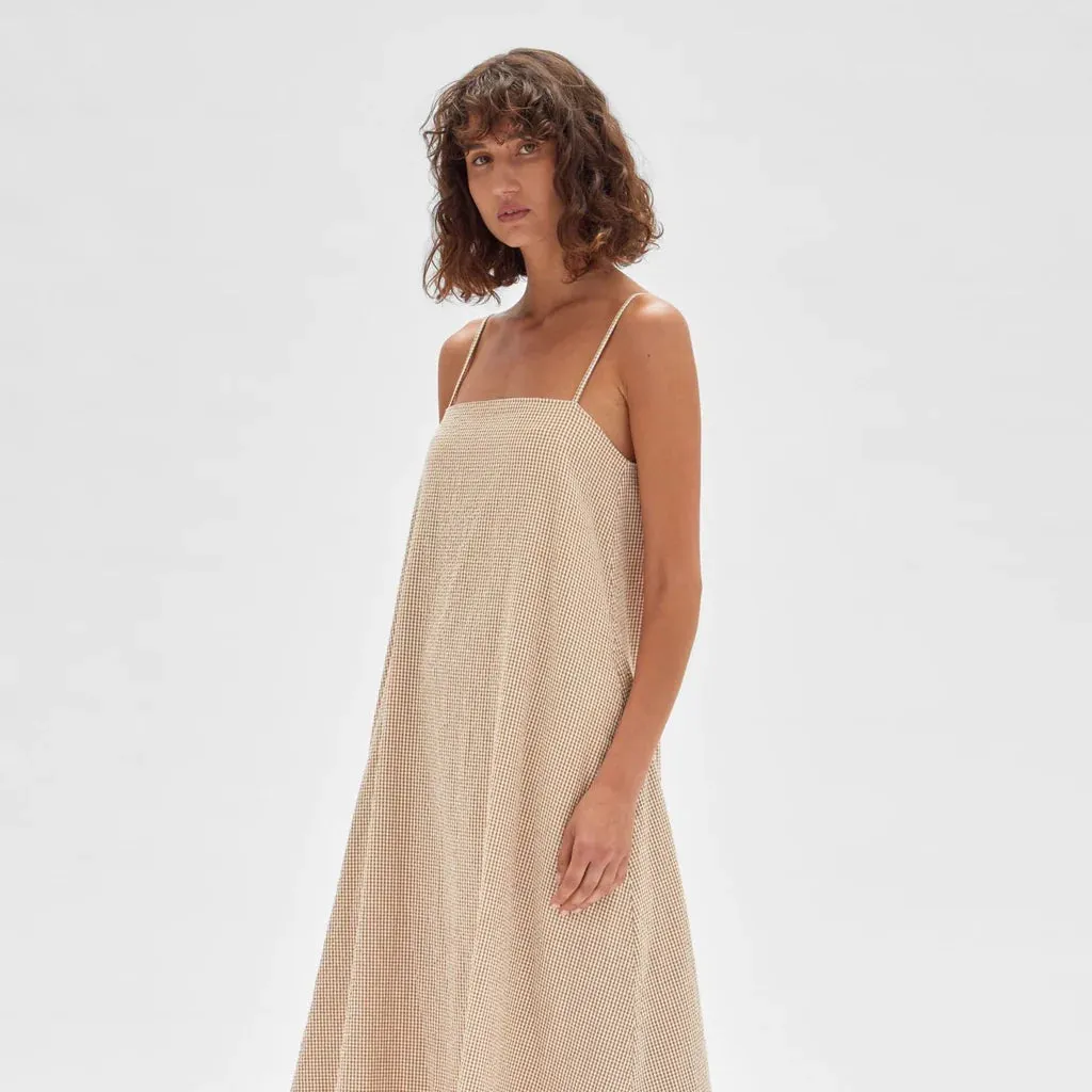 Tully Dress - Biscuit Seersucker Gingham
