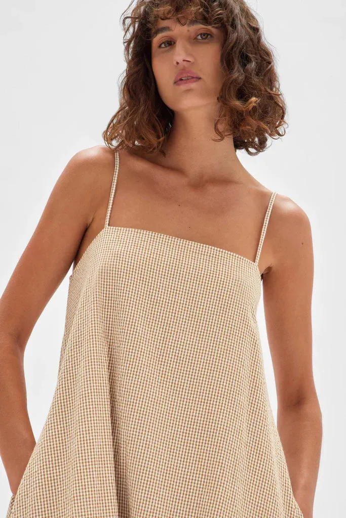 Tully Dress - Biscuit Seersucker Gingham