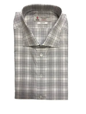 Turnbull & Asser White/Black Zep Check Slim Fit Button-up Shirt $365 NEW