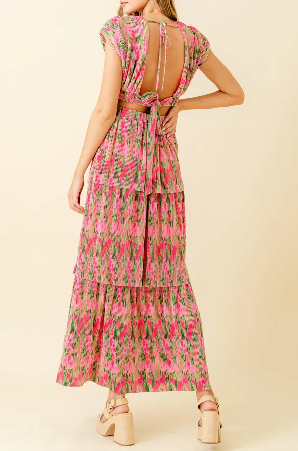 V Neck Tiered Maxi Dress