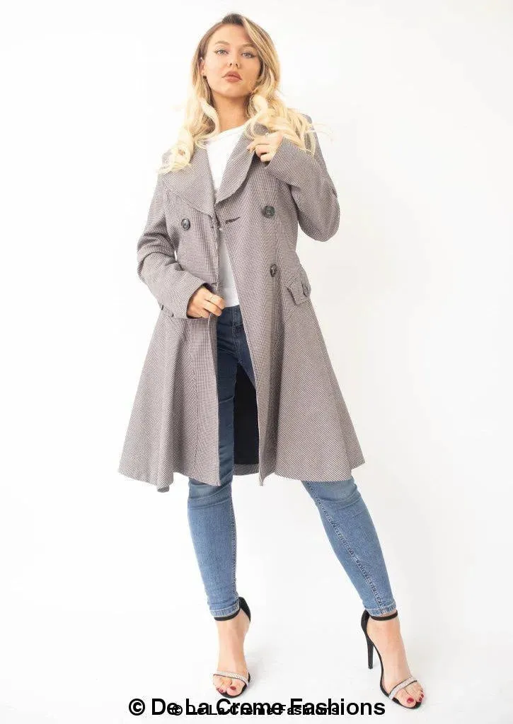 Vanessa Dogtooth Fit and Flare Mac Coat