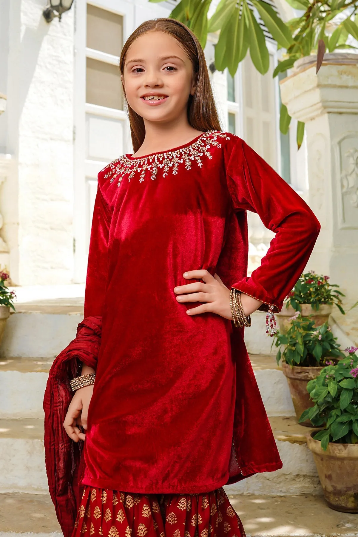 Velvet Hand Adda Work 3 Pc Suit