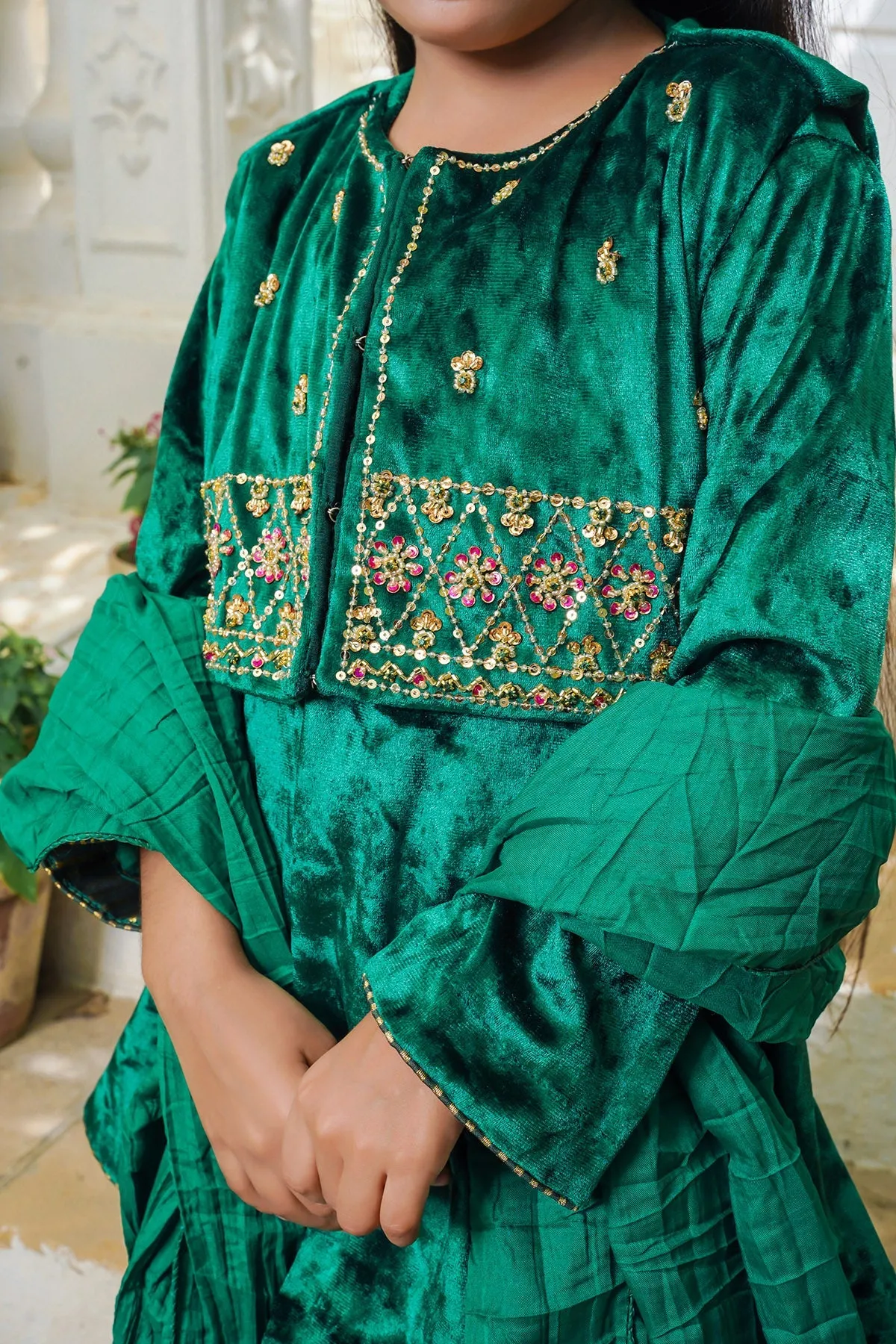 Velvet Hand Adda Work 3 Pc Suit