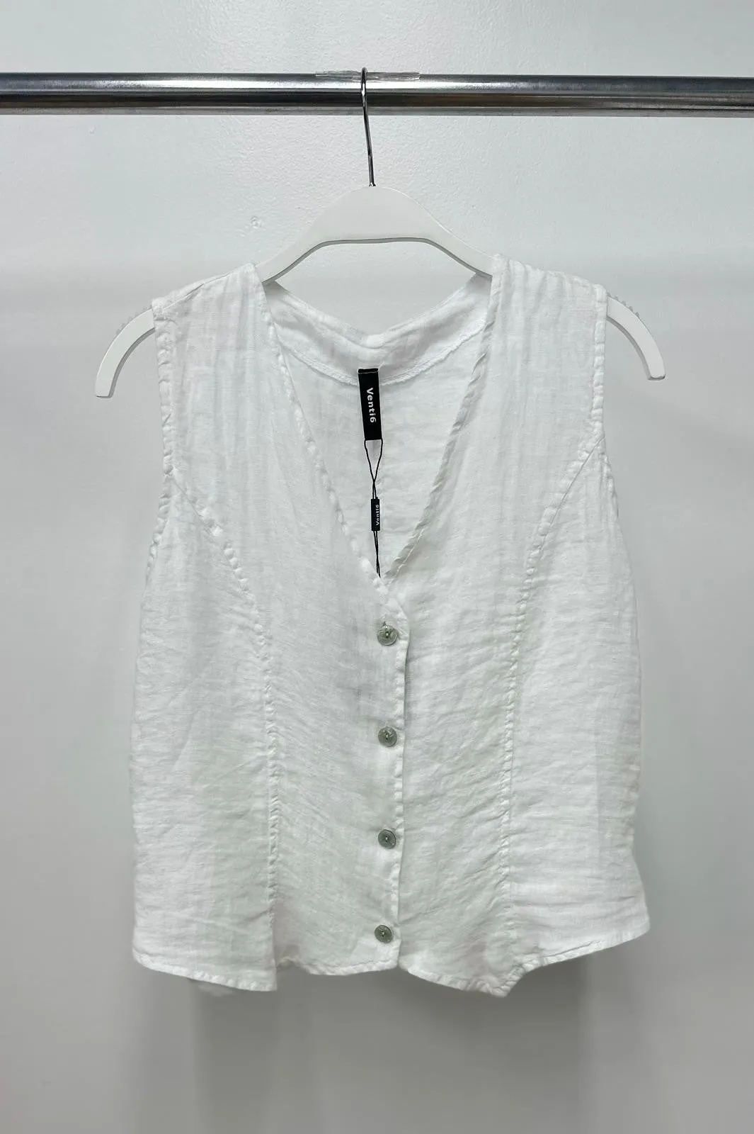 Venti6 Button Down Linen Vest (Assorted Colors)