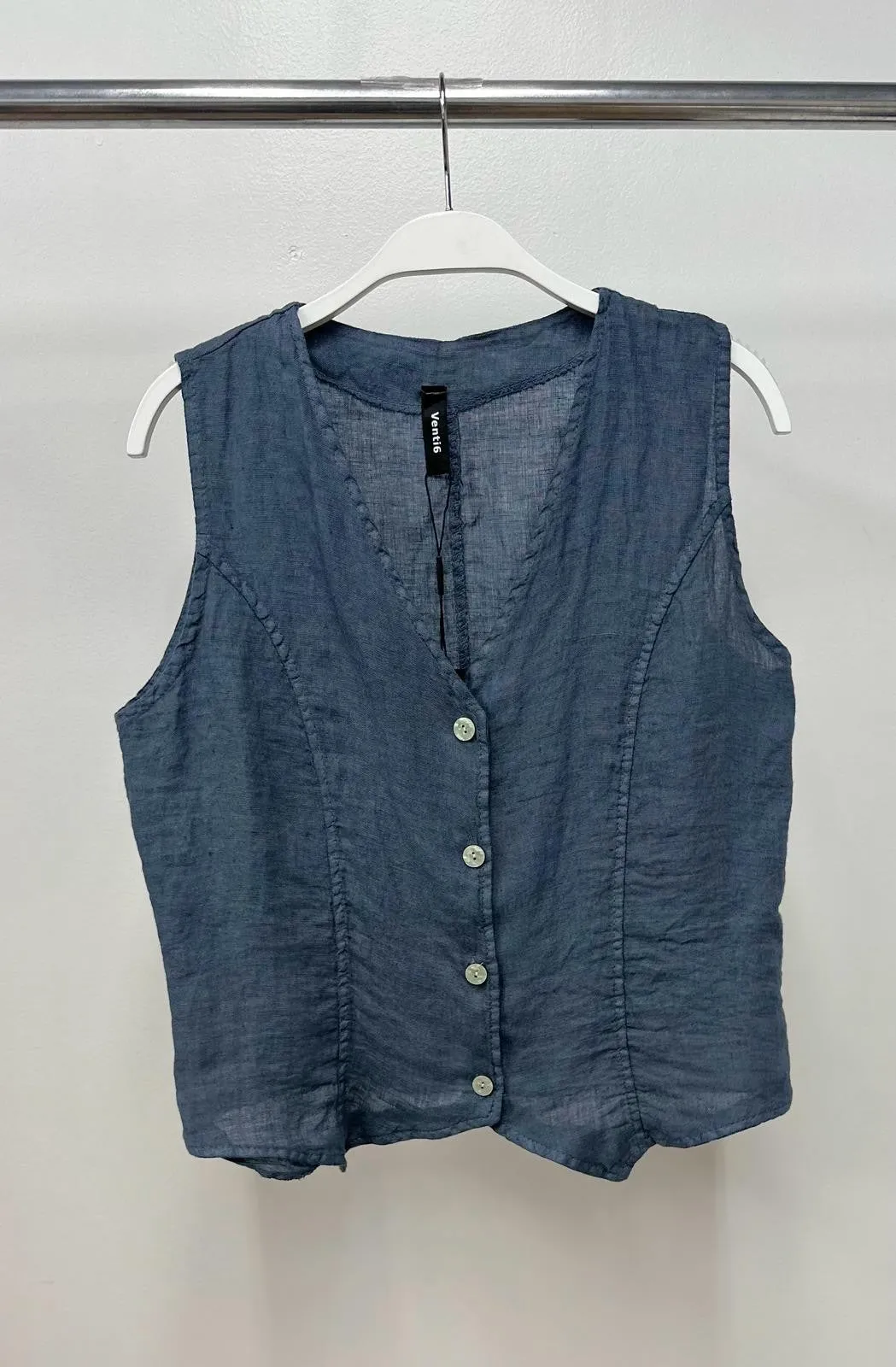 Venti6 Button Down Linen Vest (Assorted Colors)