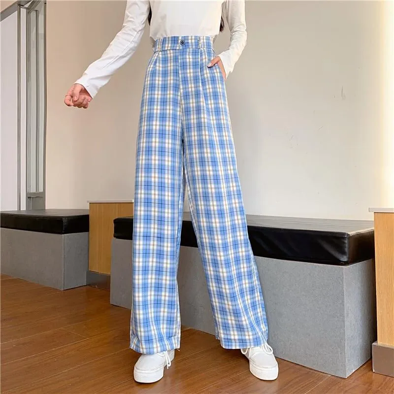 VINTAGE PLAID WIDE LEG PANTS