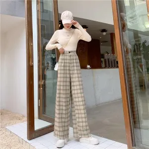 VINTAGE PLAID WIDE LEG PANTS