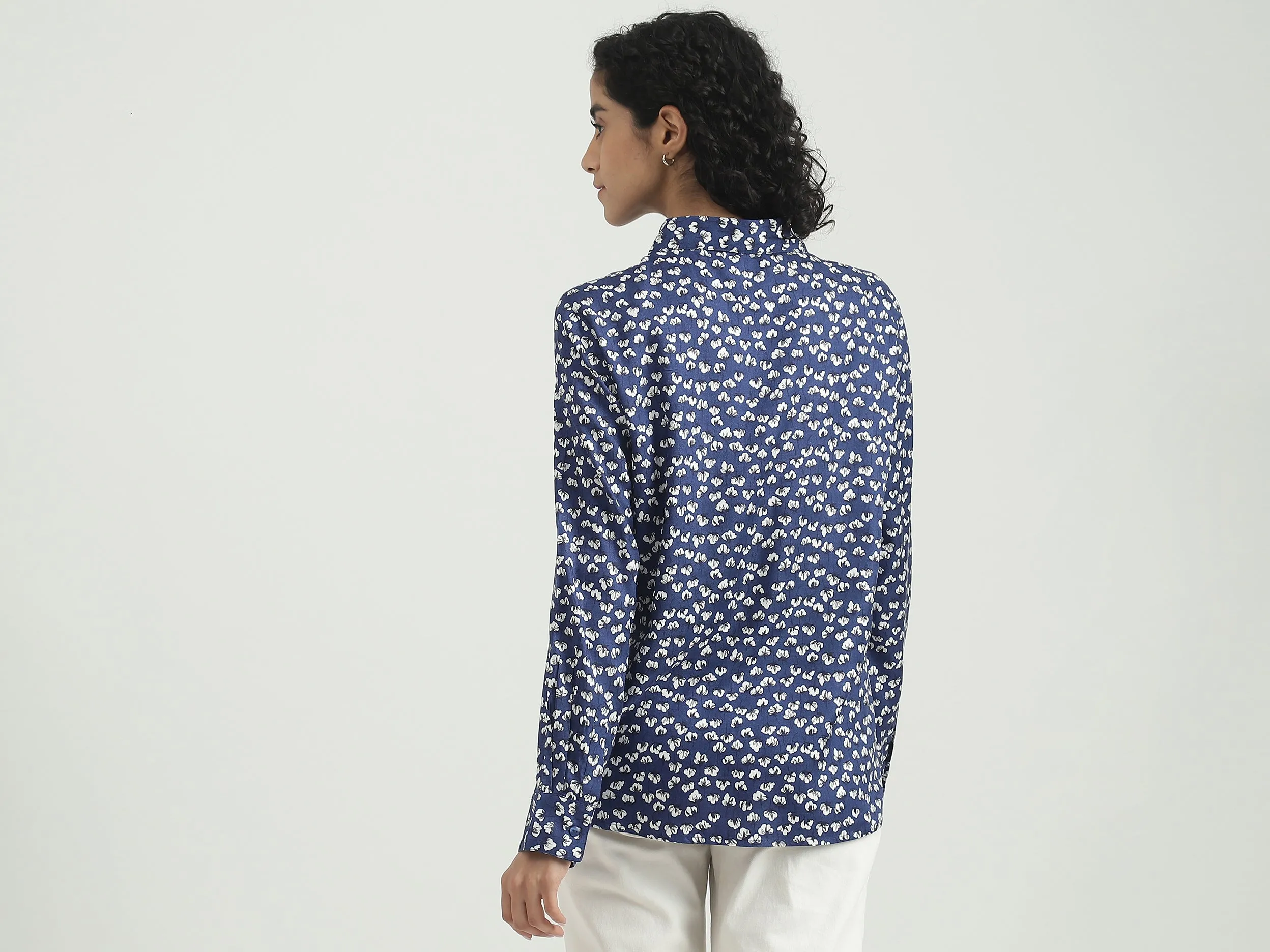 Viscose Printed Spread Collar Women Shirts