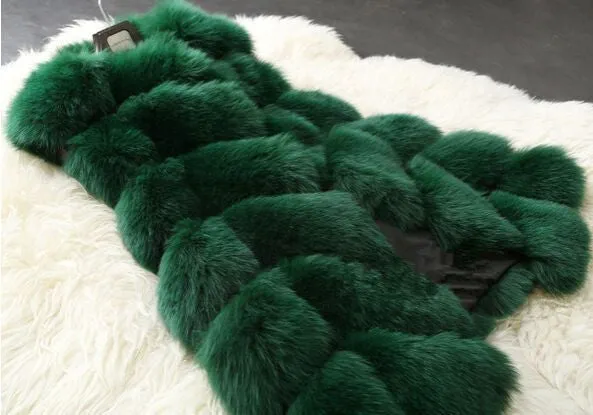 Warm Fashion Women Coat Fur Vest High-Grade Faux Fur Coat Fox Fur Long Vest Plus