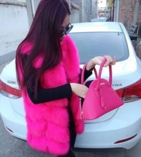 Warm Fashion Women Coat Fur Vest High-Grade Faux Fur Coat Fox Fur Long Vest Plus