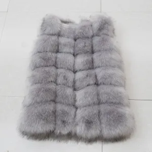 Warm Fashion Women Coat Fur Vest High-Grade Faux Fur Coat Fox Fur Long Vest Plus