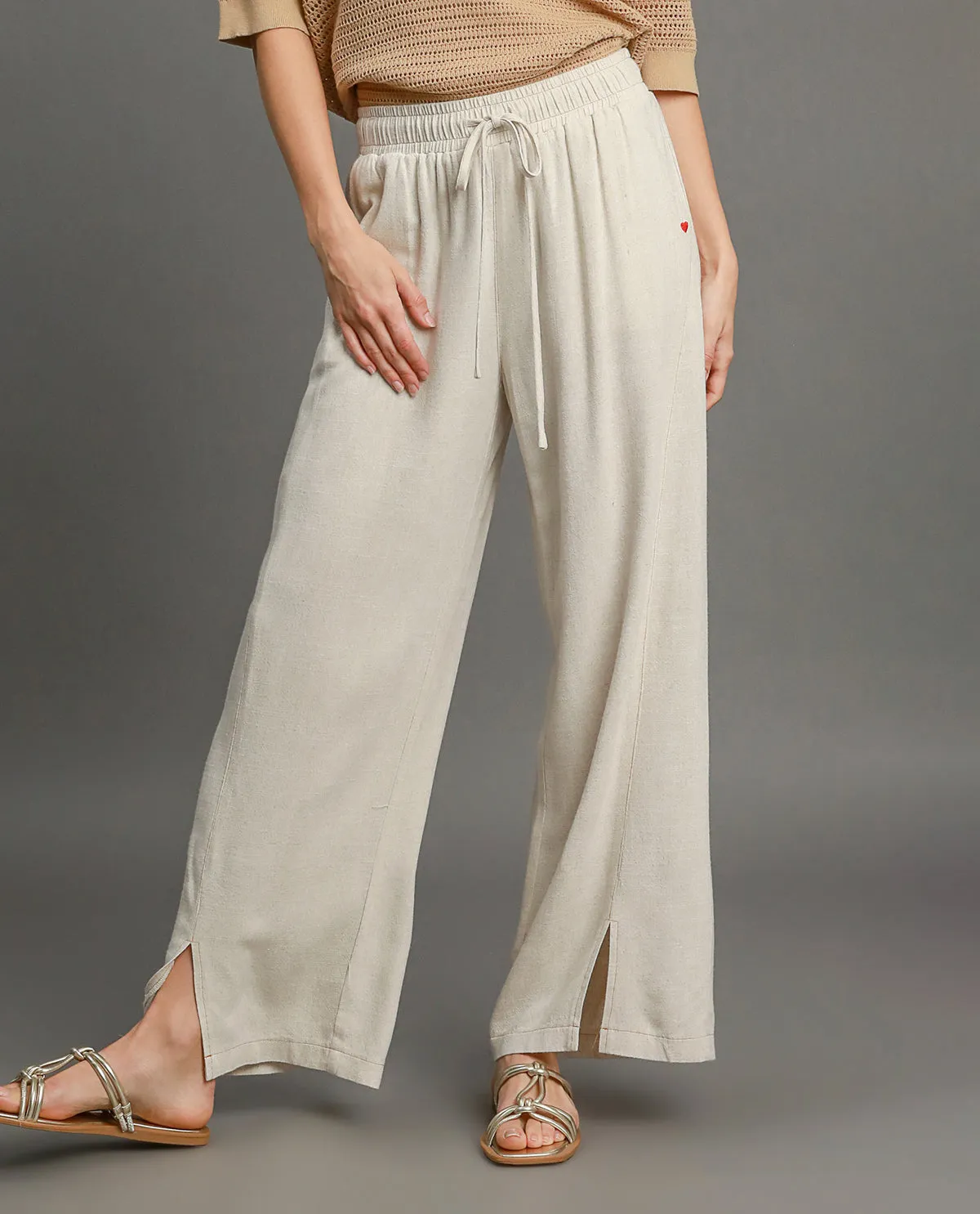Washed Wide Leg Linen Pant
