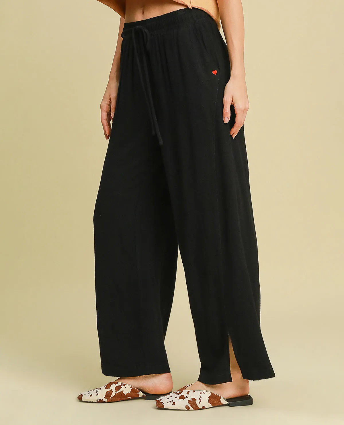 Washed Wide Leg Linen Pant