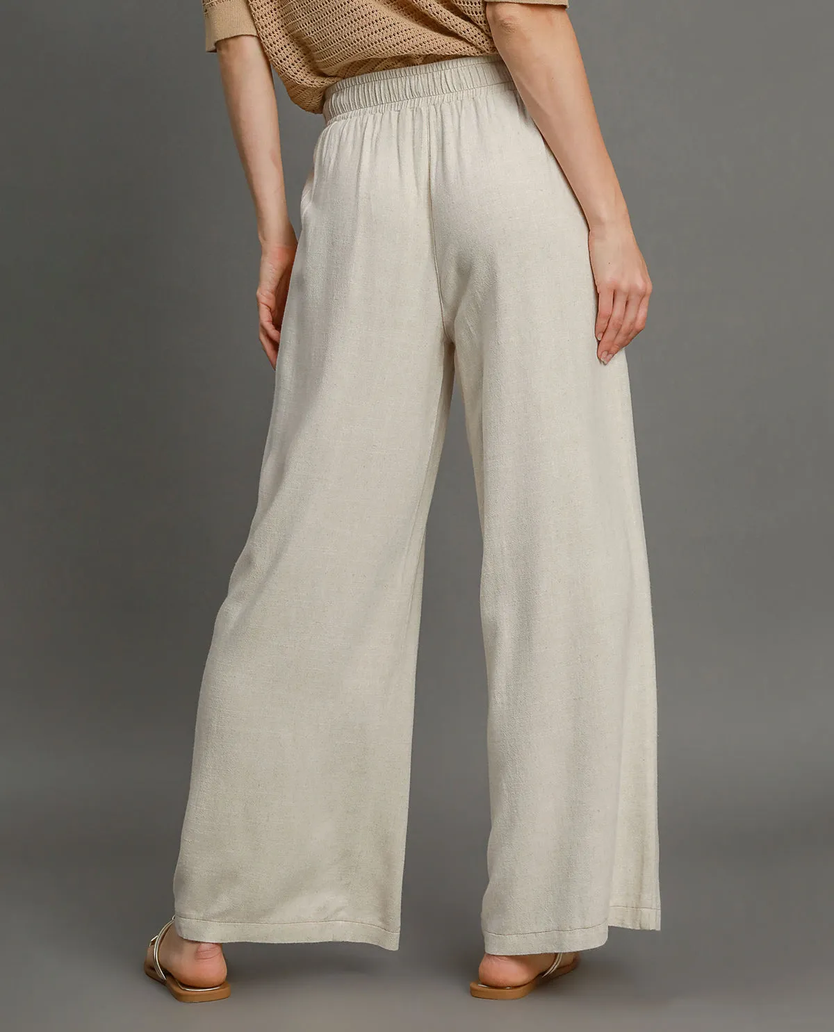 Washed Wide Leg Linen Pant