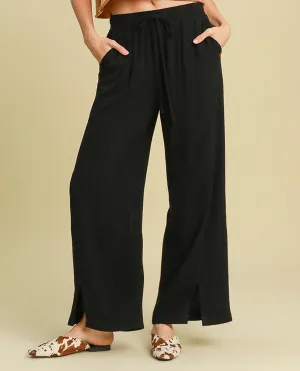 Washed Wide Leg Linen Pant