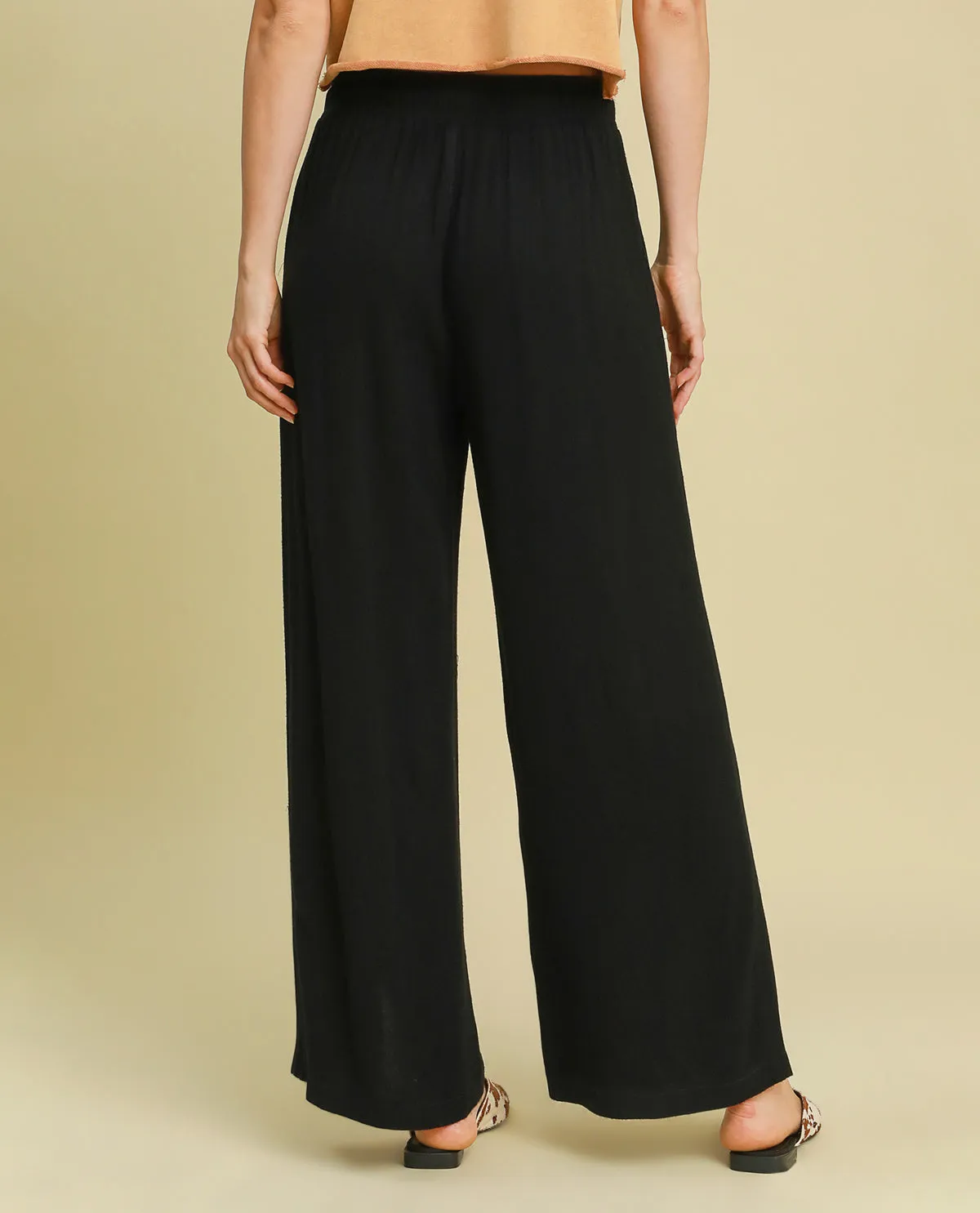 Washed Wide Leg Linen Pant