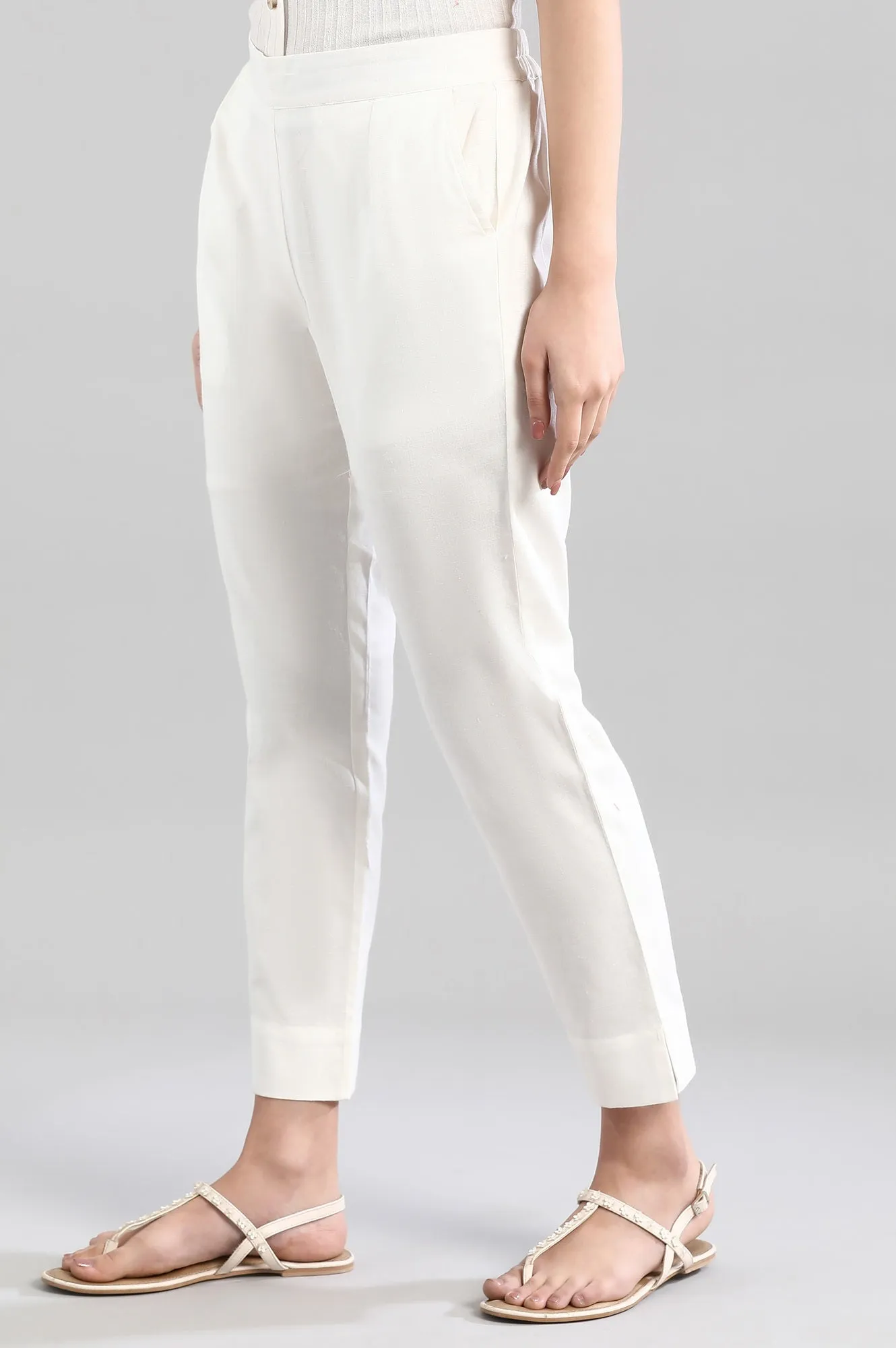 White Ankle Lenth Trousers