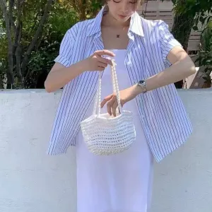 White Button Down Striper Shirt