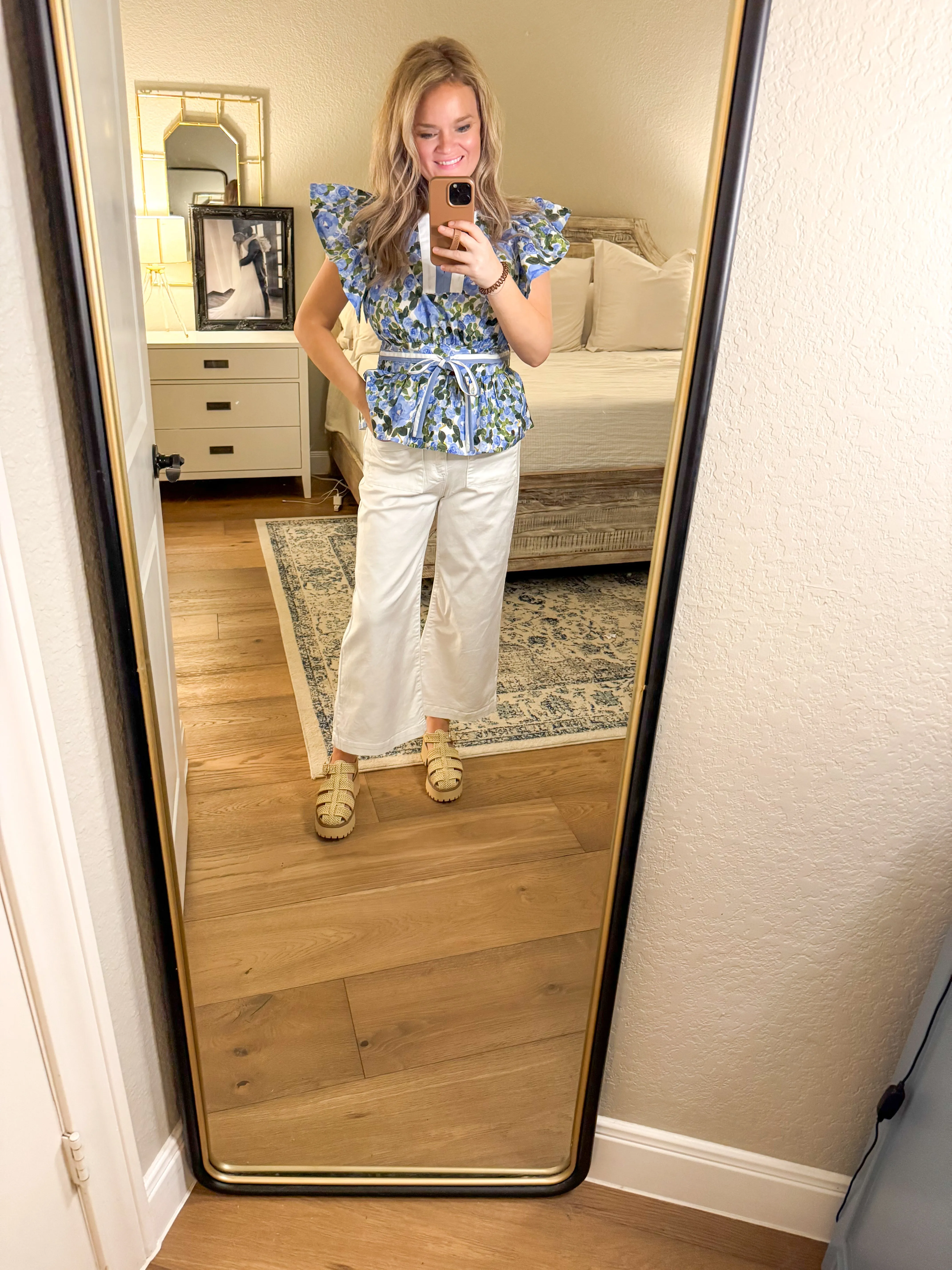 White High Rise Wide Leg Crop