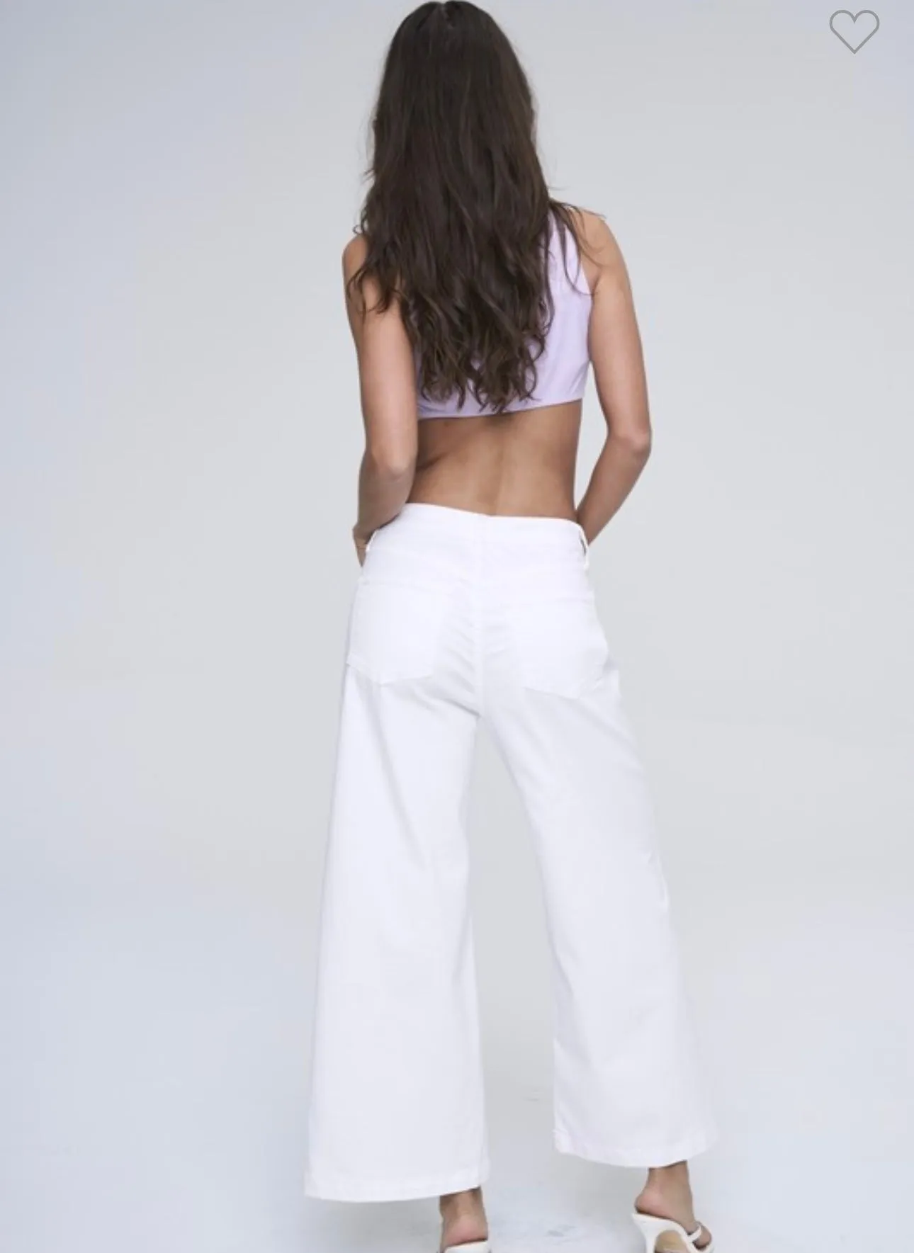 White High Rise Wide Leg Crop