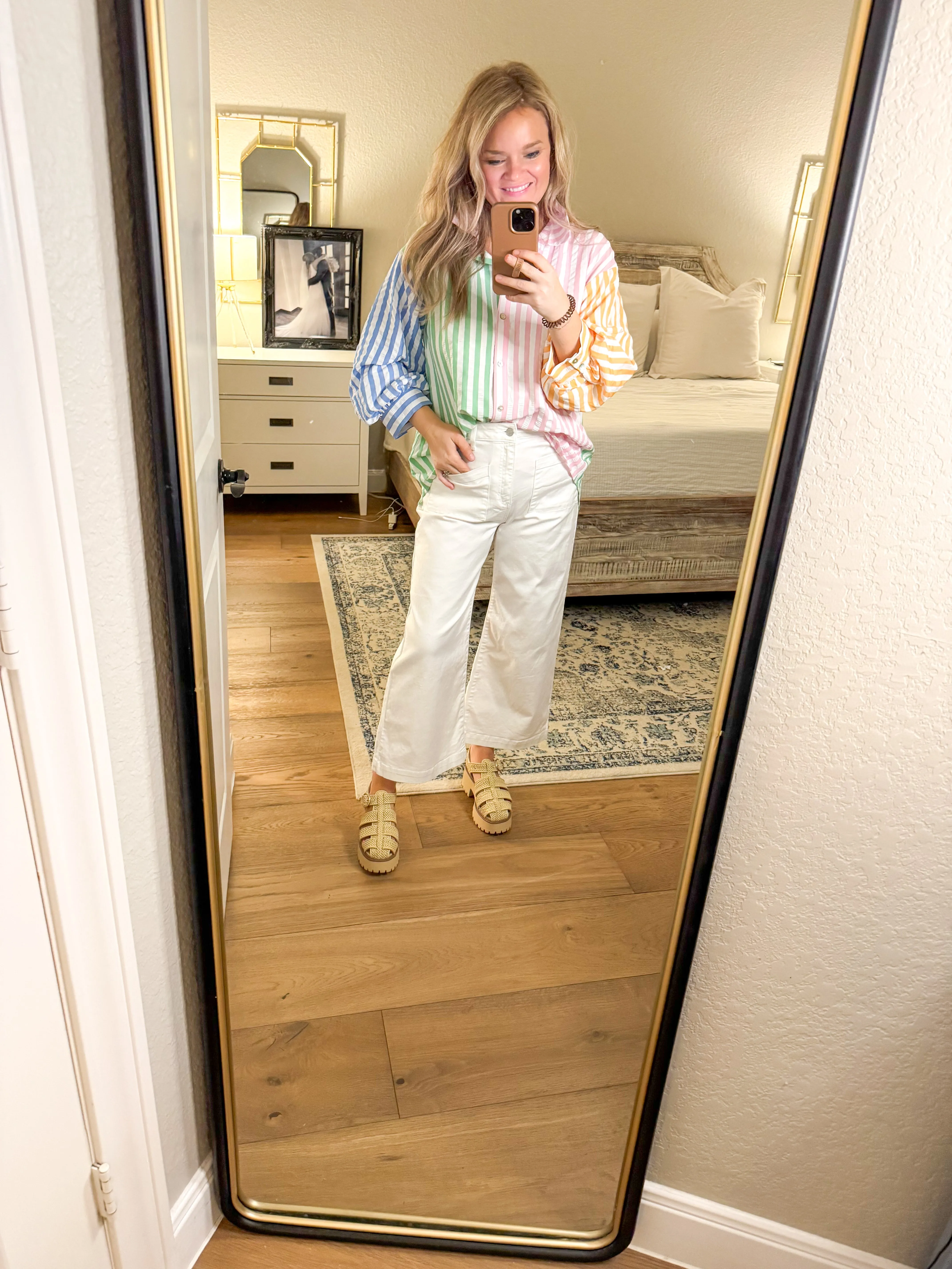 White High Rise Wide Leg Crop