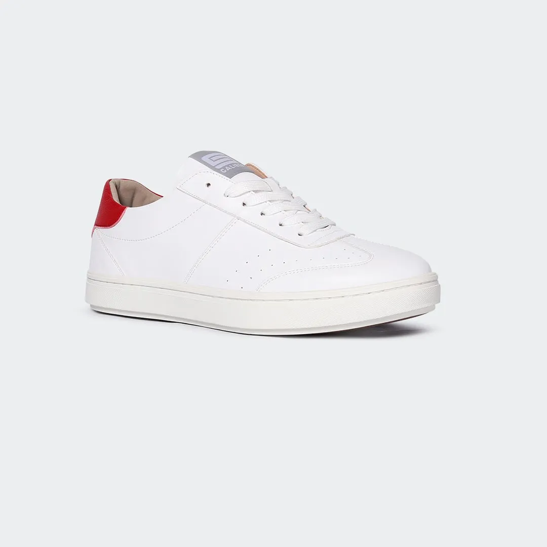 White/Red Casual Sneakers for Men (JAKE 707S)