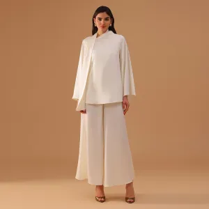Wide-Leg High-Waist Pants in Ivory