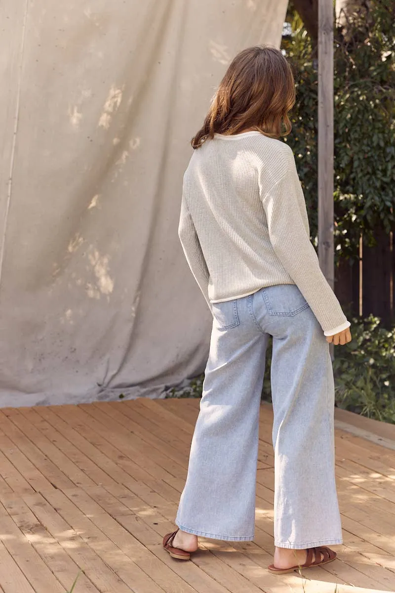 Wide Leg Pant w/ Elastic & Tie Waistband