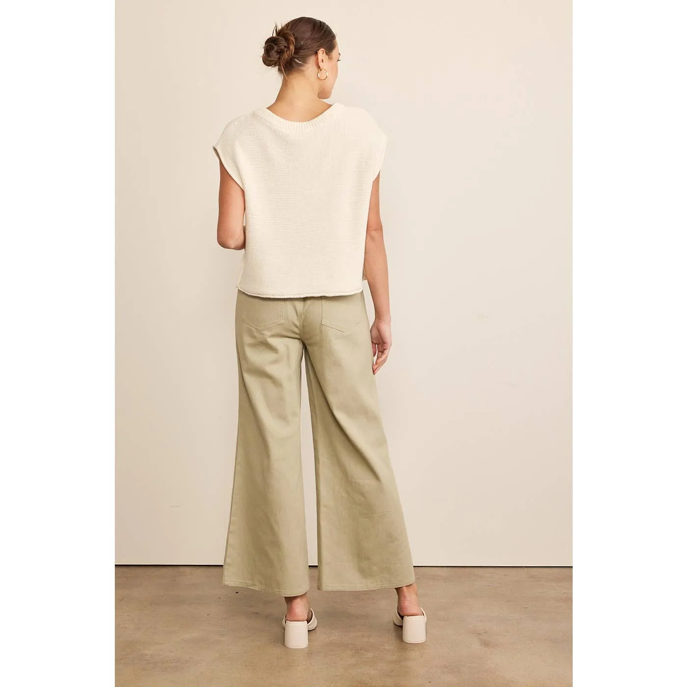 Wide Leg Pant w/ Elastic & Tie Waistband