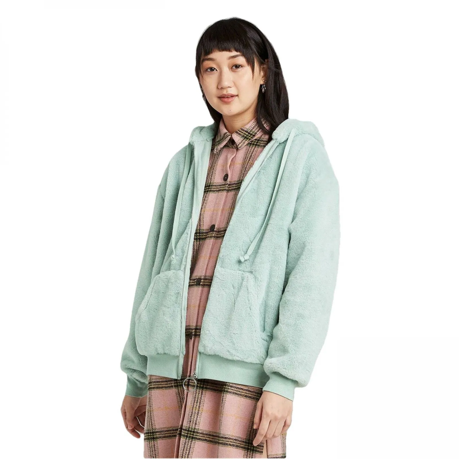 Wild Fable Women's Zip-Up Faux Fur Hooded Jacket