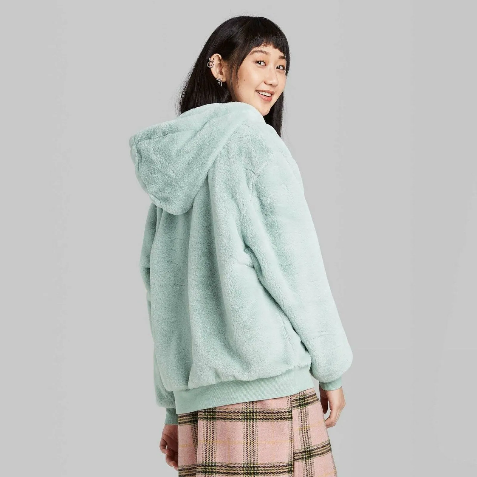 Wild Fable Women's Zip-Up Faux Fur Hooded Jacket