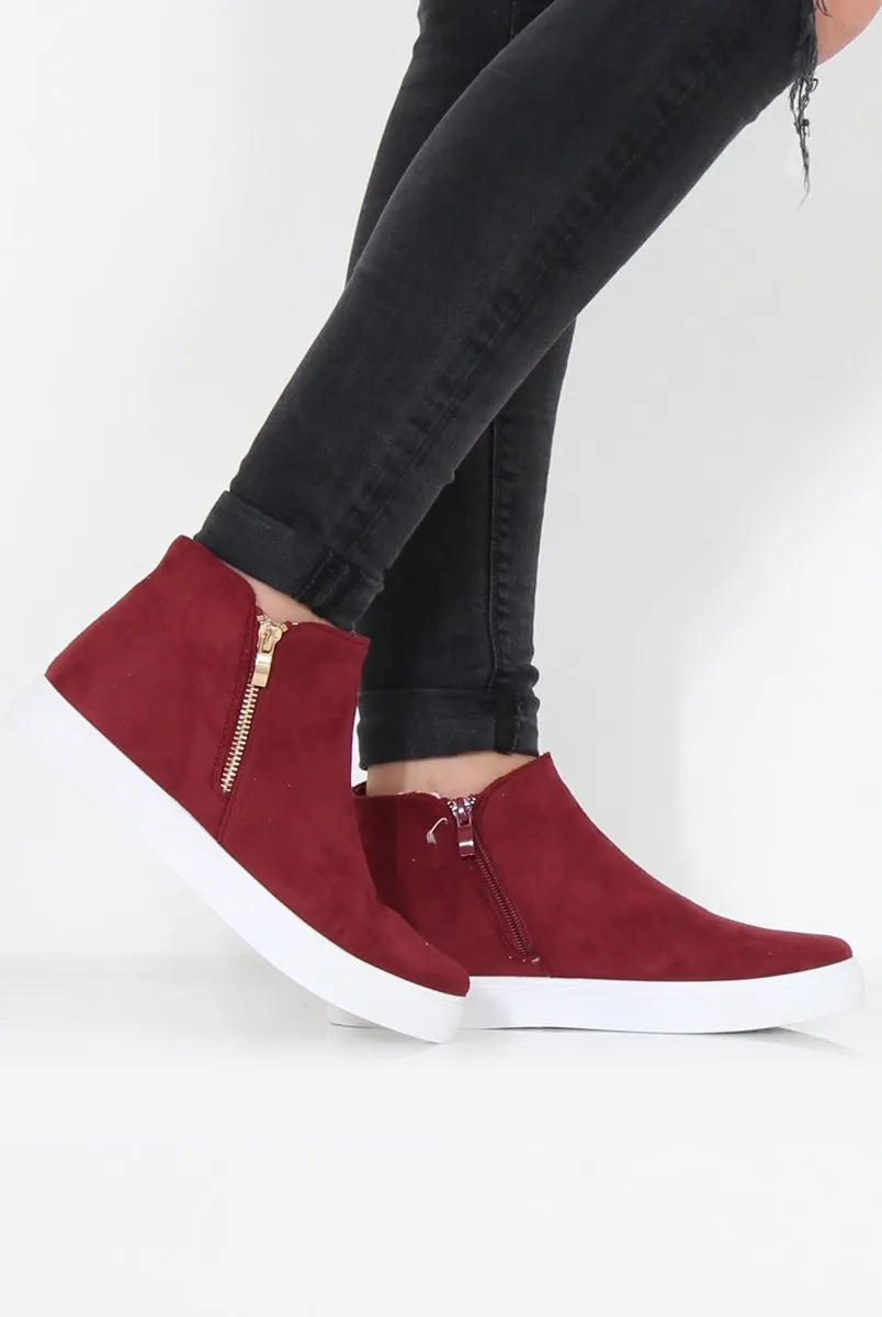 Wine Suede High Top Trainers - Nya