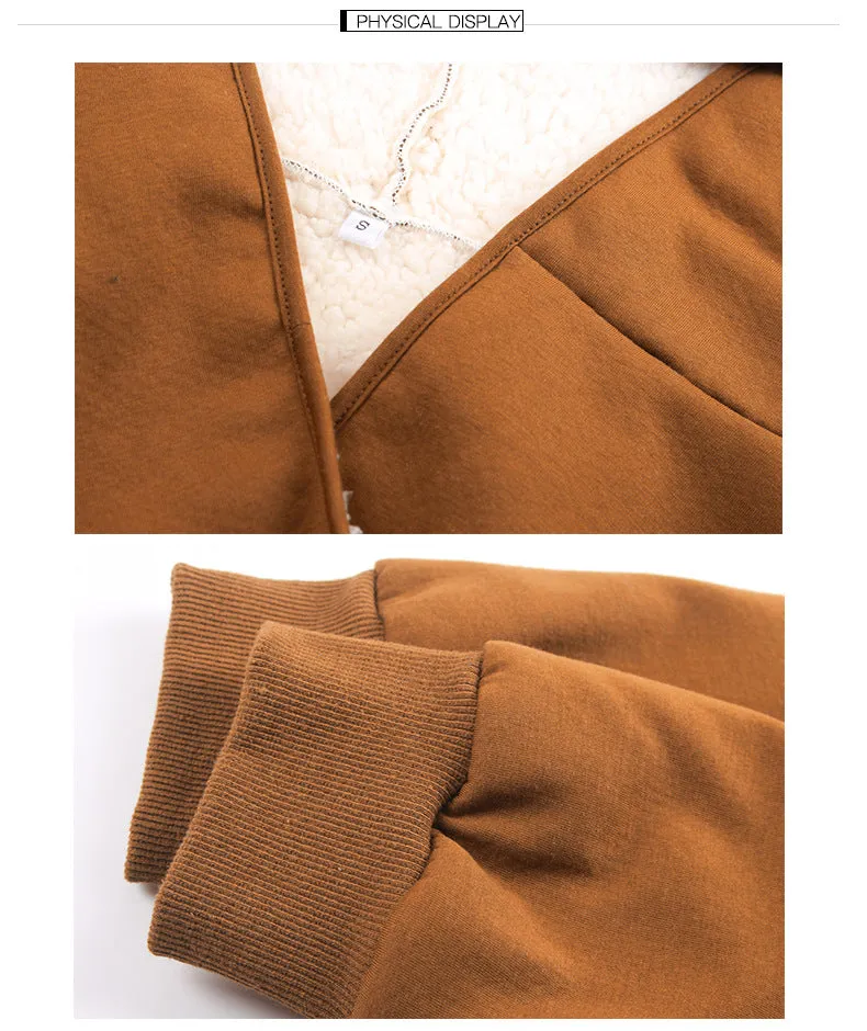 Women Double-Faced Fluffy Loose Hooded Coat