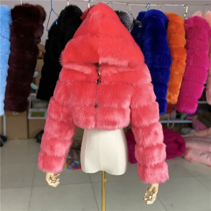 Women Fashion Faux Fur Coats Solid Long Sleeve Warm Flurry Coats Autumn Winter Lady Fur Coat Thick Jackets For Women Streetwear
