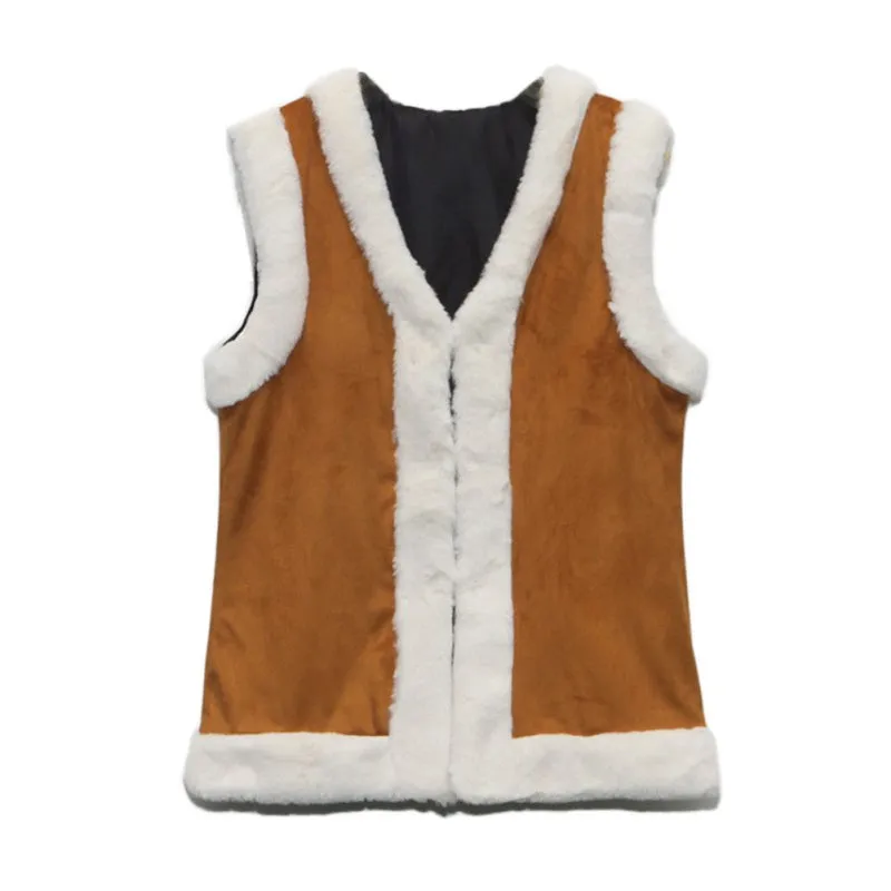 Women Flocking Faux Fur Sleeveless Vest Jacket Feminino Leather Patchwork Warm Waistcoat Colete Coats Outwear NW