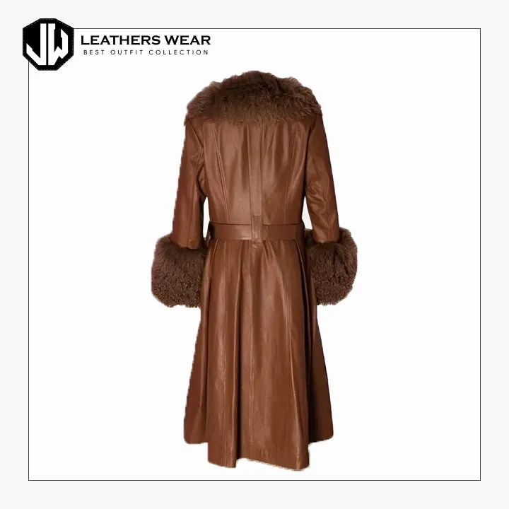 Women Trendy Brown Fur Coat