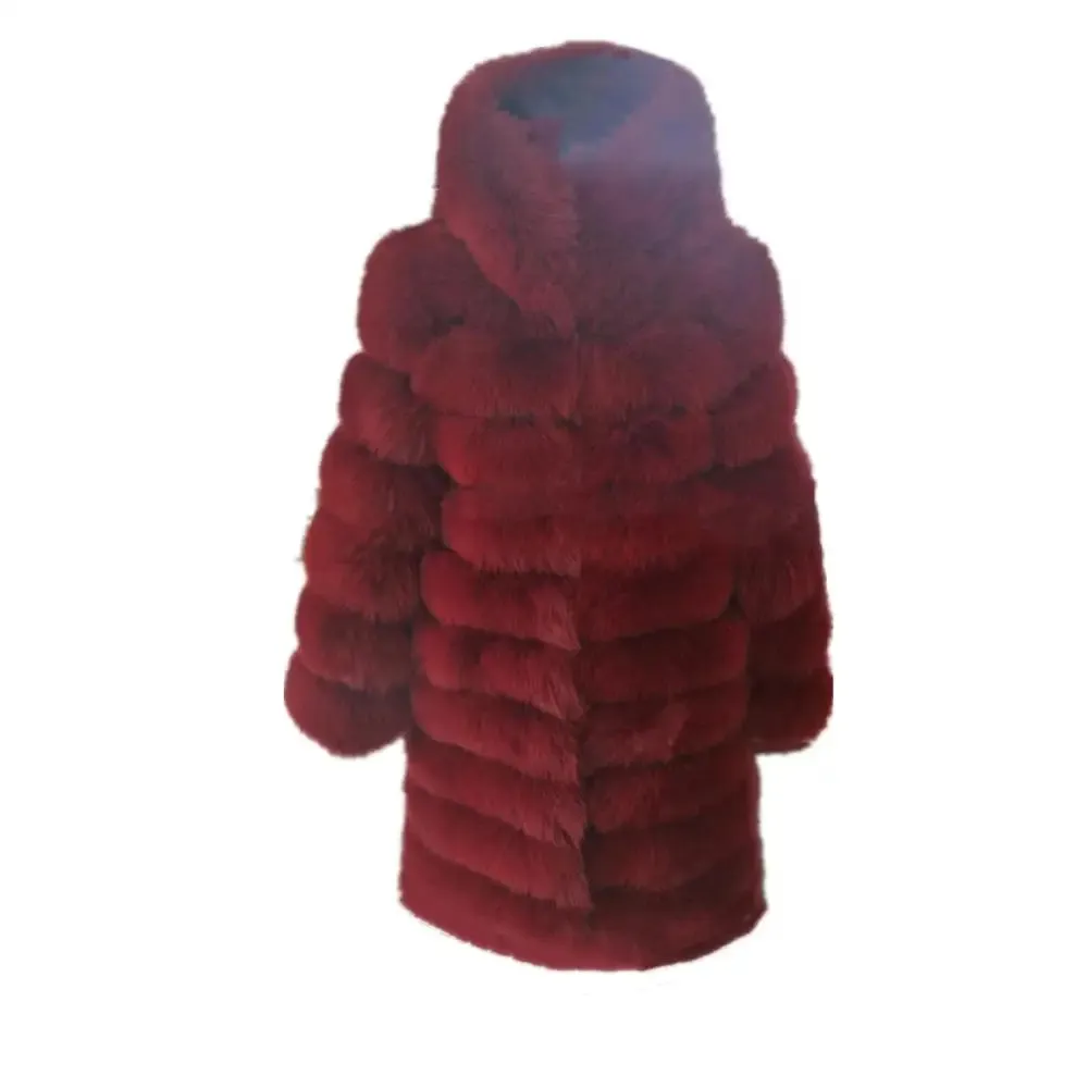 Women Winter Overcoat Long Sleeve Faux Fur Coat Jacket With Hooded Thick Warm Long Outerwear