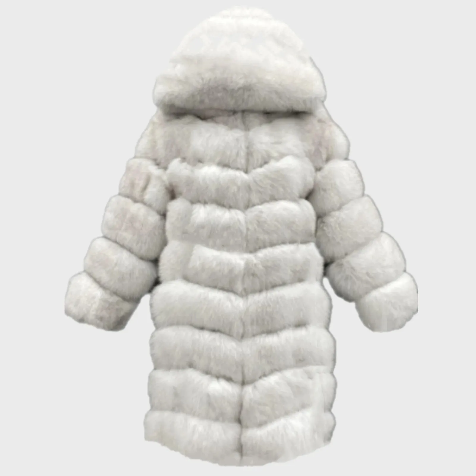 Women Winter Overcoat Long Sleeve Faux Fur Coat Jacket With Hooded Thick Warm Long Outerwear