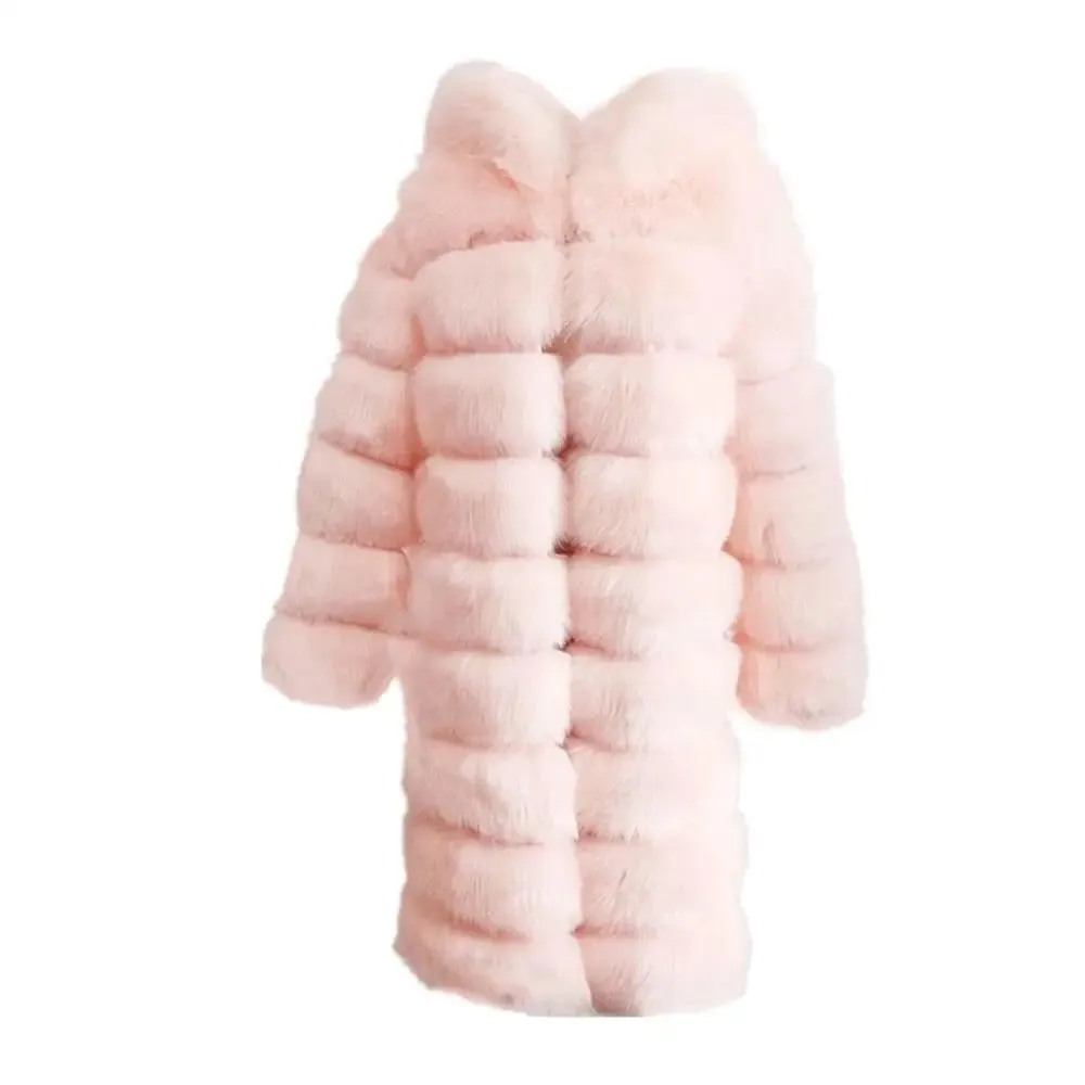 Women Winter Overcoat Long Sleeve Faux Fur Coat Jacket With Hooded Thick Warm Long Outerwear