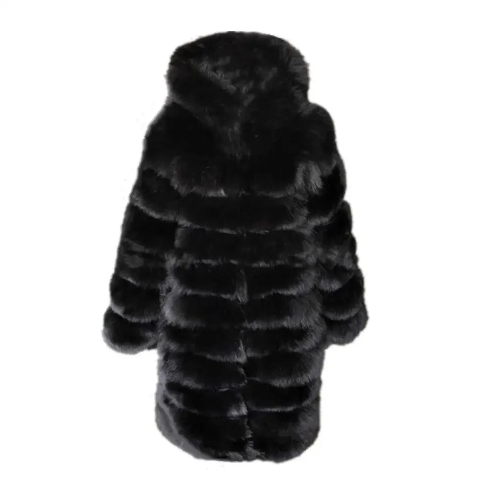 Women Winter Overcoat Long Sleeve Faux Fur Coat Jacket With Hooded Thick Warm Long Outerwear
