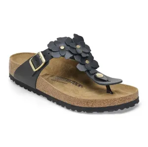 Women's Birkenstsock Gizeh Flower Leather 1026693 Color:  Black