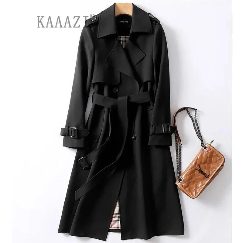 Women's Brown Windbreak Trench Coat Long Shirt Dress
